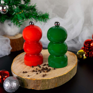 SET MACINA SALE E PEPE IN LEGNO - VERDE E ROSSO