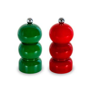 SET MACINA SALE E PEPE IN LEGNO - VERDE E ROSSO