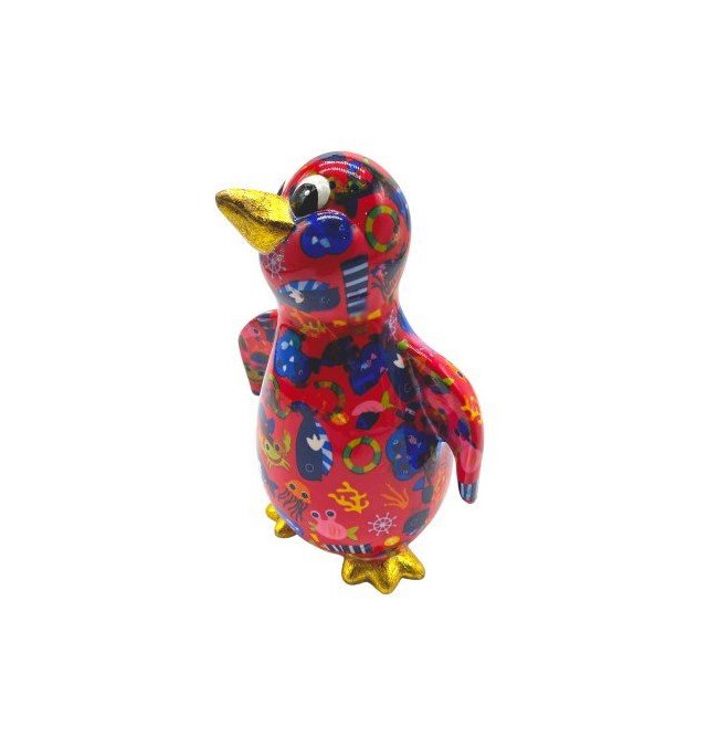 SALVADANAIO PINGUINO PACO M FUCSIA DECORO MARE